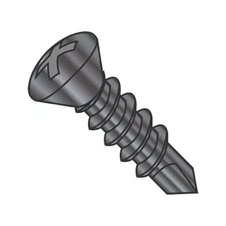 Usa Industrials Self-Drilling Screw, #8-18 x 1-1/4 in, Black Oxide Steel Oval Head Phillips Drive BULK-SCRW-11397